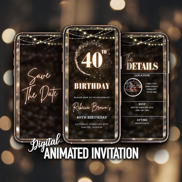 40th Birthday Invitation, Forty Women Birthday, Mobile Invitation, Editable Template, Instant Download