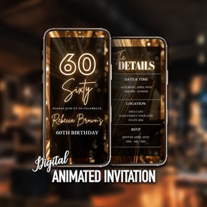 60th Birthday Invitation, Sixty Birthday, Editable Invitation, Instant Download