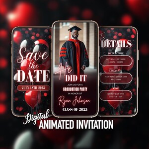 Black & Red Graduation Invitation: Class of 2025 (Digital Download)