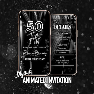 Modern 50th Birthday Video Invitation: Editable Template (Digital Download)