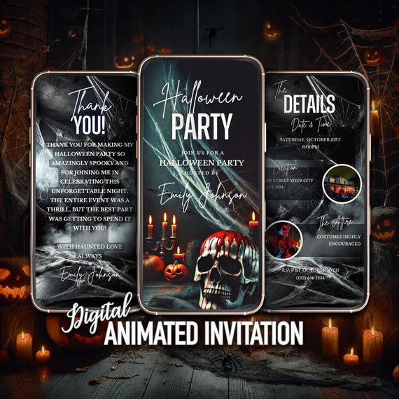 Digital Halloween Party Invitation, Scary Halloween Invite, Editable Template, Instant donwload