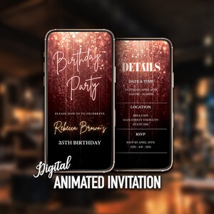 Invitación electrónica editable de cumpleaños en oro rosa de Evite (descarga digital)