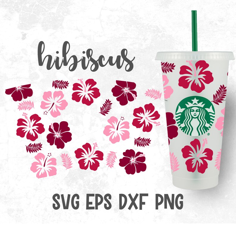 Hibiscus Tumbler Hawaii Flower Cup Full Wrap 24oz Flowers Etsy