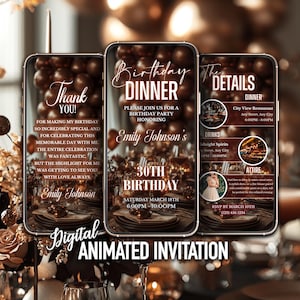 Birthday Dinner Invitation, Editable Dinner Template, Birthday Party Invitations, Instant Download