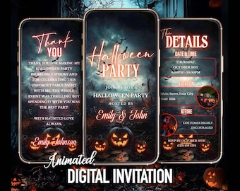 Editable Halloween Party Invitation Video Template, Scary Pumpkin Video Invitation, Editable Template, Instant Download