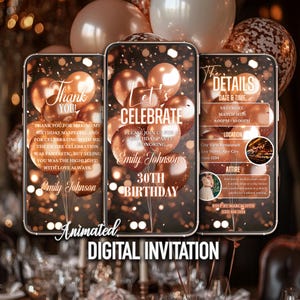 Rose Gold Birthday Party Invitation: Editable Celebration Invite (Digital Download)