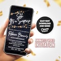 Digital Shh It's a Surprise Black Birthday Invitation, Night Sky Invite, Surprise Birthday Invitation, Electronic Invitation Template