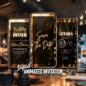 Digital Birthday Save the Date Invitation: Black and Gold Template (Instant Download)