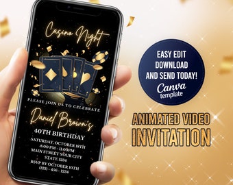 Electronic Casino Birthday Invitation, Poker Party Invite, Digital Casino Evite, Casino Night, Ace Plying Card Invite, Retirement Invitation