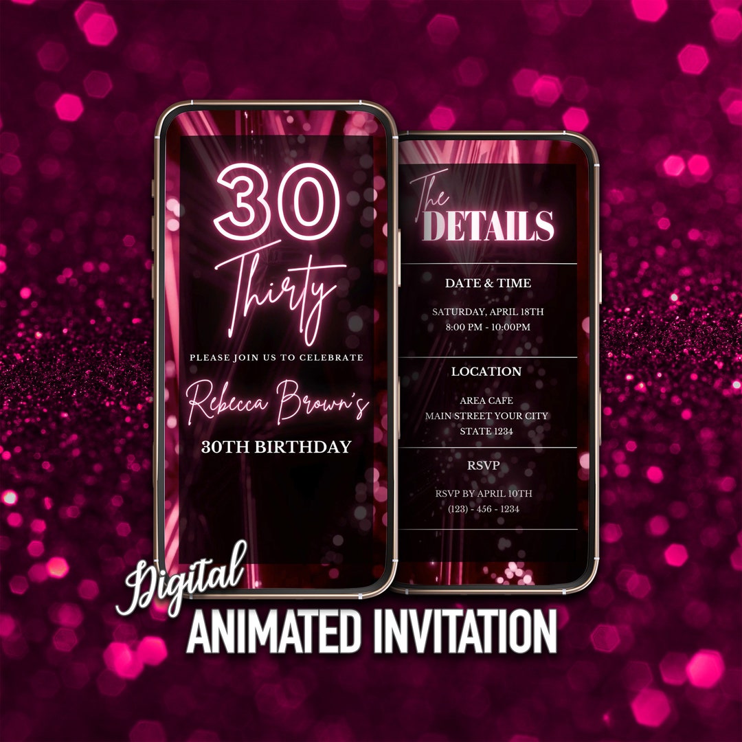 Pink 30th Birthday Invitation, Digital Thirty Invite, Editable, Instant ...