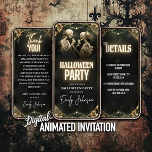 Invito alla festa digitale di Halloween, festa di Halloween per adulti, tempio dell&#39;invito del teschio gotico, download istantaneo
