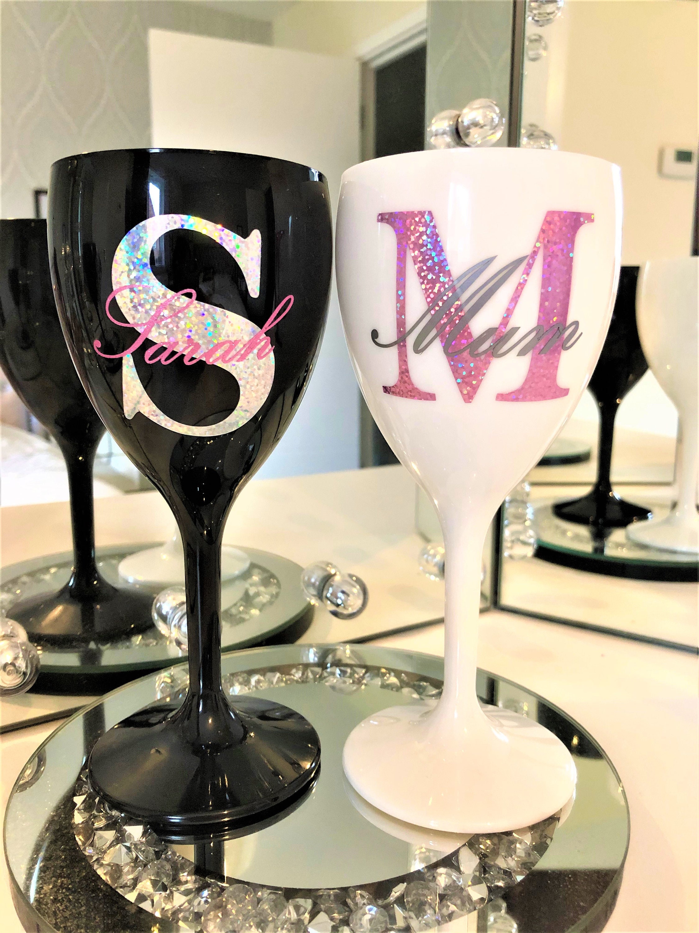 Personalised Plastic Wine Glass Etsy