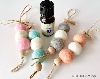 Essential Oil Diffuser || Felt Wool Ball Diffuser, Car Air Freshener, Car Oil Diffuser, Office Diffuser, Aromatherapy, Neutral Car Diffuser