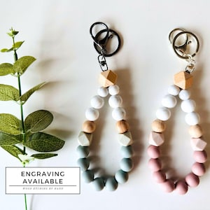 Llavero de pulsera personalizado - Pulsera con forma de lágrima // Llavero de pulsera, llavero de pulsera, pulsera de silicona, llaves manos libres, regalo personalizado