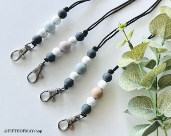 Minimal Lanyard 24&quot; or 28&quot; - Marble Collection || Beaded Lanyard, Breakaway Lanyard, Teacher Gift, Nurse Gift, Badge Holder, Teacher Lanyard