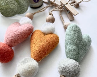 Essential Oil Diffuser - Heart Collection || Felt Wool Ball Diffuser, Car Air Freshener, Car Oil Diffuser, Office Diffuser, Aromatherapy