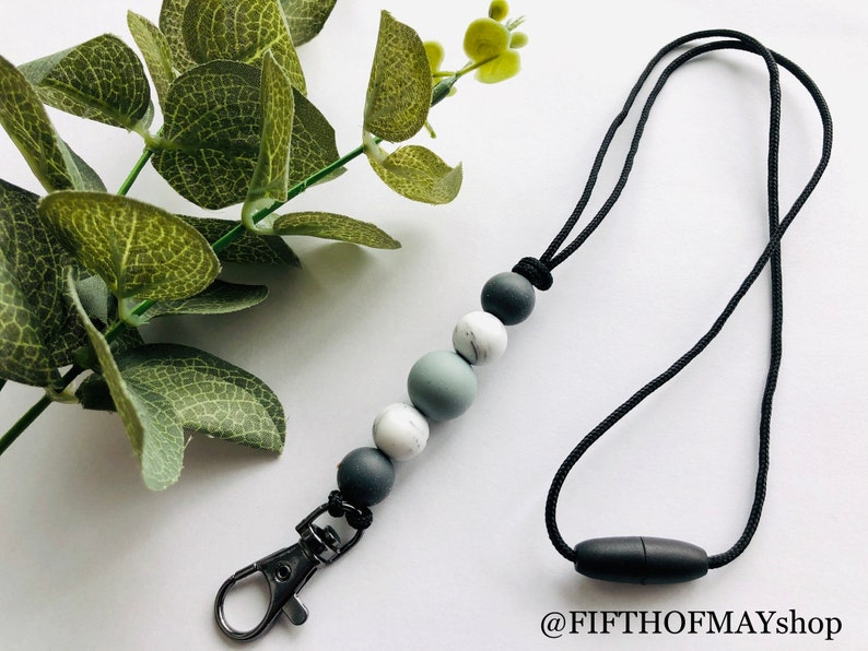 Minimal Lanyard 24 or 28 id badge holder teacher gift badge holder Marble Collection || face mask strap mask holder stylish lanyard