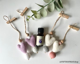 Felt Wool Heart Essential Oil Diffuser: Car Air Freshener