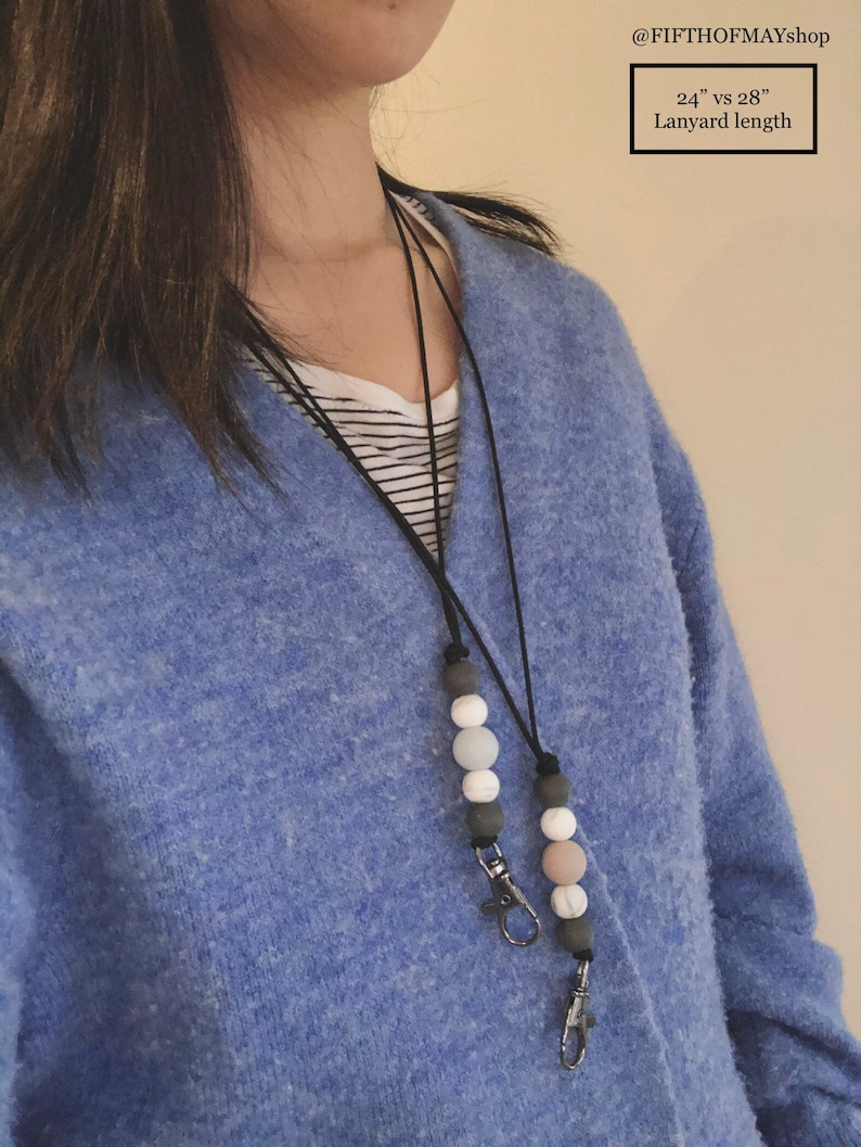 Minimal Lanyard 24 or 28 id badge holder teacher gift badge holder Marble Collection || face mask strap mask holder stylish lanyard