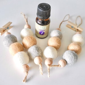 Diffuseur d&#39;huiles essentielles - Neutre || Diffuseur de boules de feutre de laine, Désodorisant pour voiture, Diffuseur d&#39;huile de voiture, Diffuseur de bureau, Aromathérapie