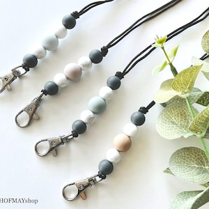 Minimal Lanyard 24" or 28" - Marble Collection || Beaded Lanyard, Breakaway Lanyard, Teacher Gift, Nurse Gift, Badge Holder, Teacher Lanyard