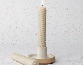 Taupe Twisted Candles | Set Of 3