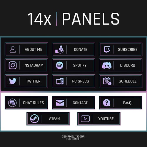 14x Pink & Blue Cute Twitch Panels Pack - Etsy