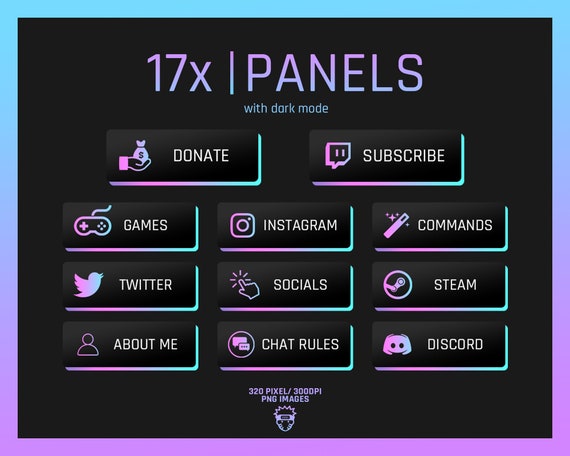 17x Pink & Blue Twitch Glow Panels Pack / Purple / Cute Panels - Etsy