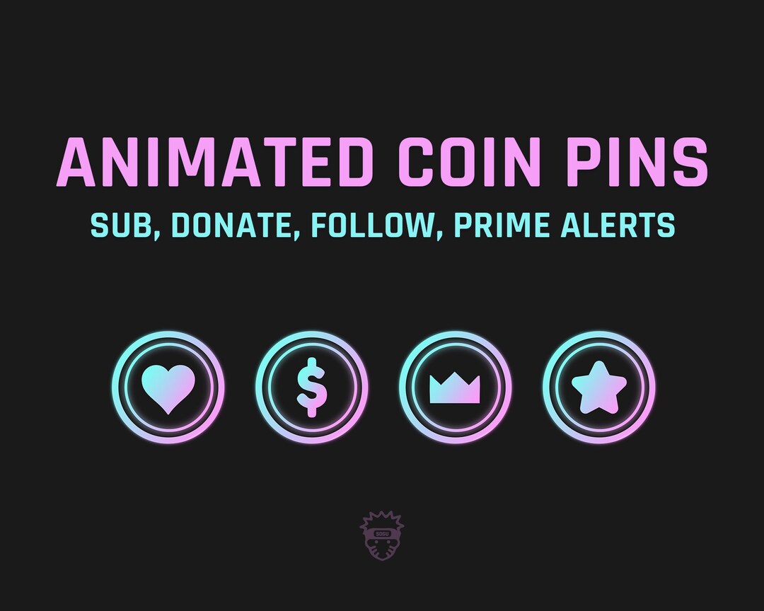 Up Streamers Pin Animated RGB Coin Streamer Alert Pack / RGB Coin Pins / Subscriber ...