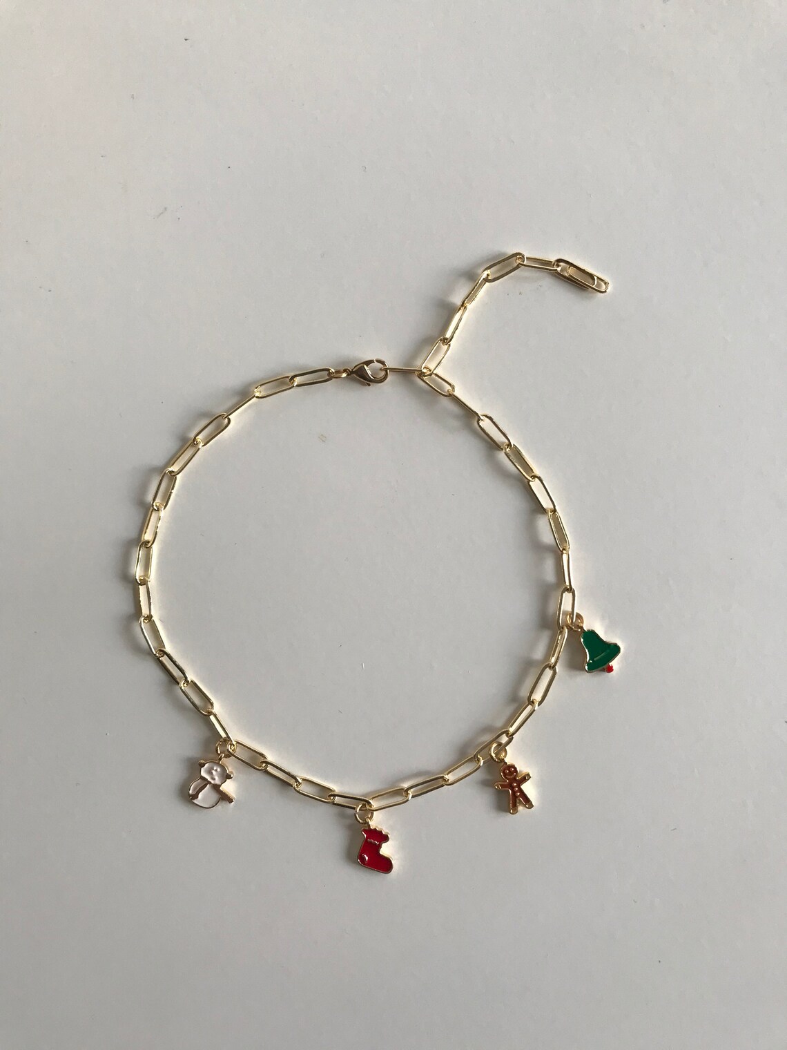 Paperclip Chain Bracelet with Charm Gold filled Chain Etsy