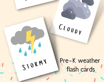 Weather Printable Flash Cards| Instant Download| Preschool Weather ...