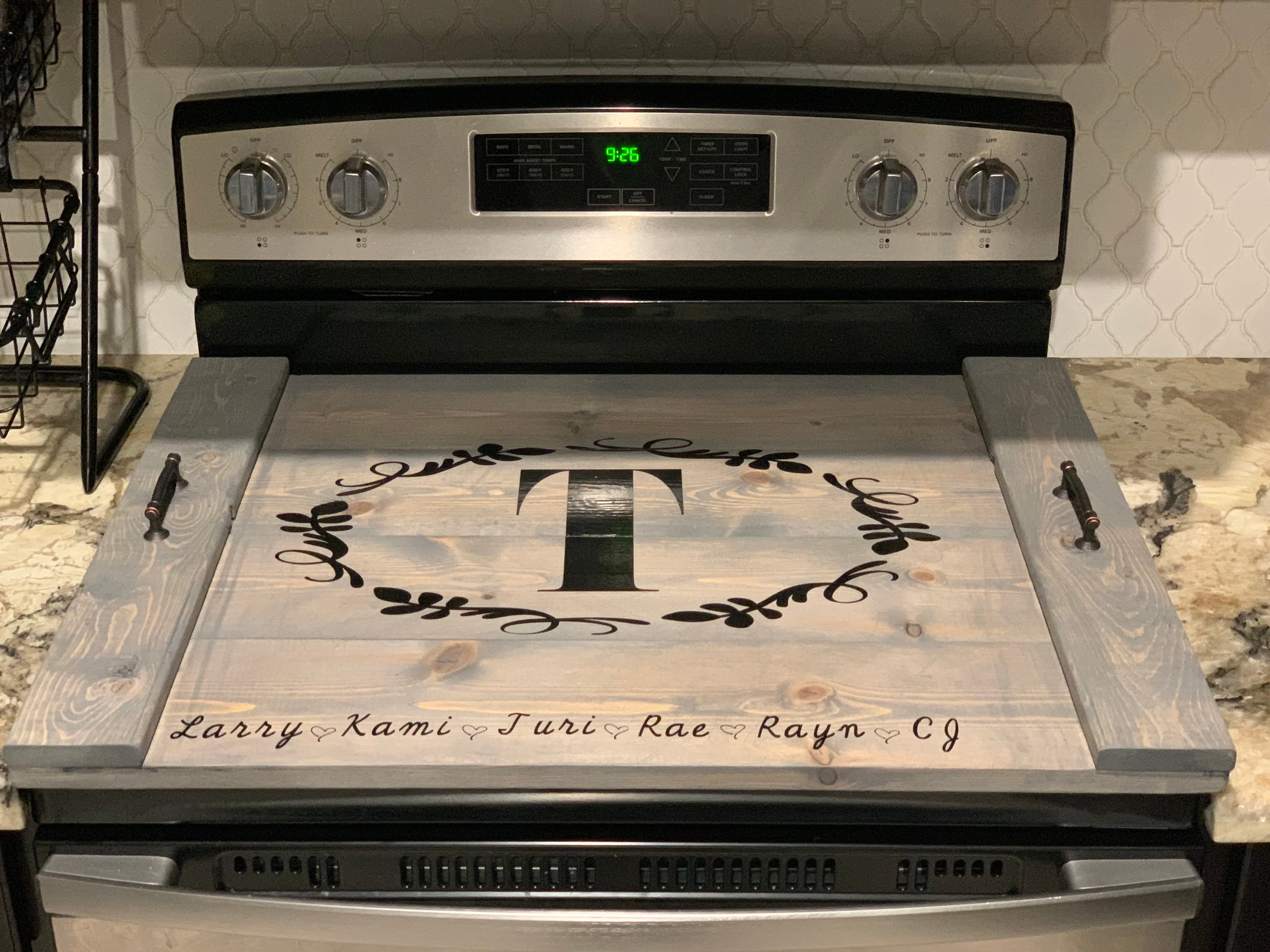 Stove Top Cover Wooden Noodle Board Electric Glass Top Stovetop Cover, –  Sawyer Custom Crafts