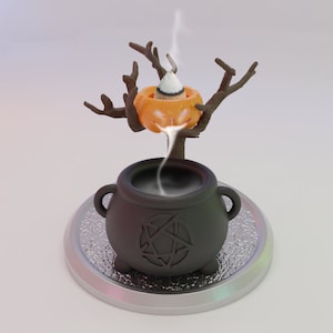 Halloween Pumpkin Cauldron Backflow Incense Burner STL File (Digital Download)