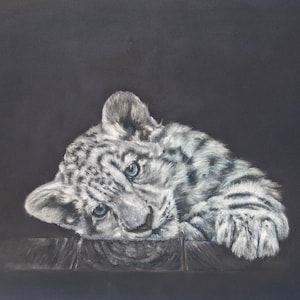 Peinture pastel léopard : portrait de chat sauvage fait main (30 x 40 cm)