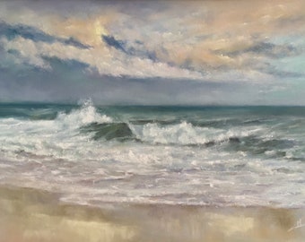 Sea beach Pastel painting