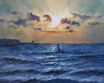 Sea sunset Soft pastel