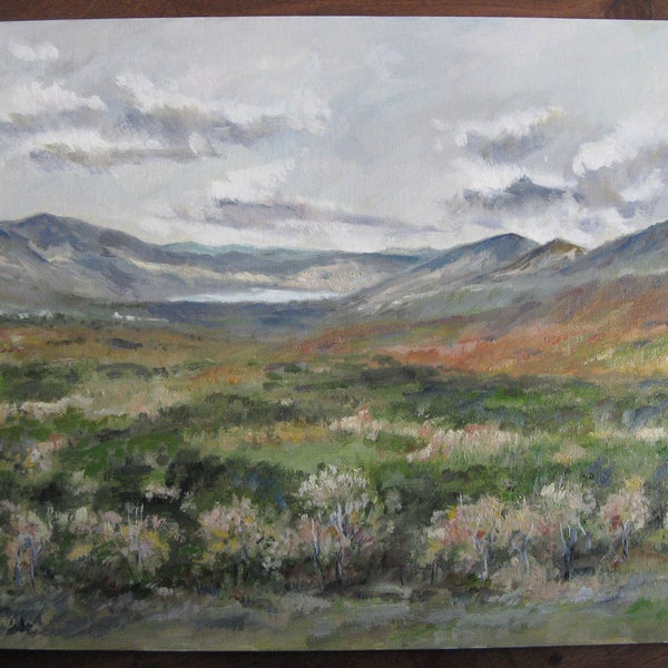 Original oil painting Mountain Northern Spain Nature artwork Landscape painting Contemporary art Decor