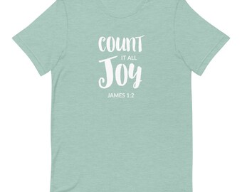 Santiago 1:2 Camiseta, Cuenta todo gozo, Camiseta cristiana, Regalos para cristianos, Jesús, Inspiración, Versículo de la Biblia