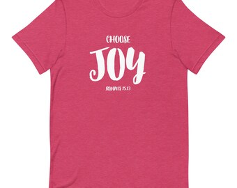 Romanos 15:13 Camiseta, Escoja el gozo, Ropa cristiana, Versículo de la Biblia, Dones cristianos, Camisa suave, Ropa cómoda