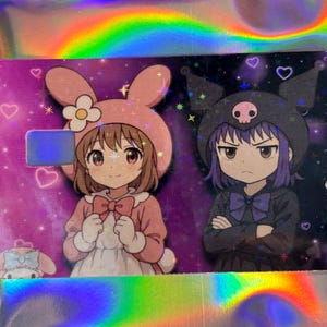 Kuromi en mijn melodie als anime-meisjes skin voor debet-/creditcard