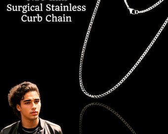 Stainless Curb Chain Micro Cuban Necklace Mens or Womens Necklace