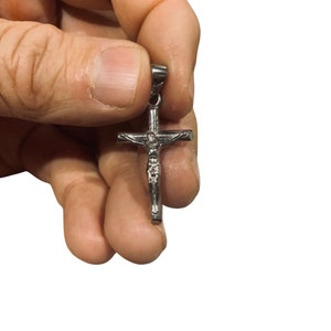 Crucifix Necklace with 3mm Wheat Chain. Silver Stainless Waterproof