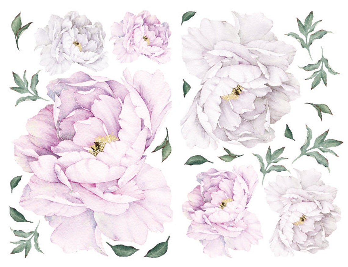 Peony Vinyl Removable Wall Decal Etsy