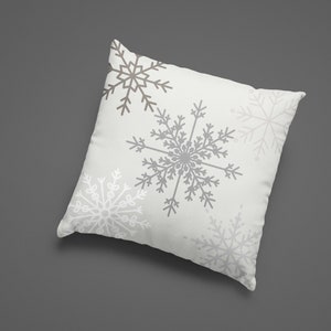 Snowflake Pillow | White Holiday Decor | Christmas Throw Pillows | Snowflake Decor (16x16, 18x18, 20x20)