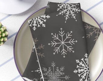 Christmas Napkins | Snowflake Cloth Napkins | Modern Holiday Dining | Winter Decor | Cotton Christmas Linens