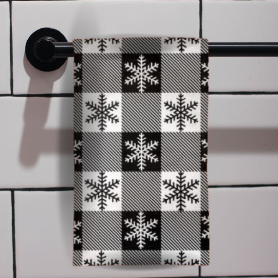 Black and white online buffalo check hand towels