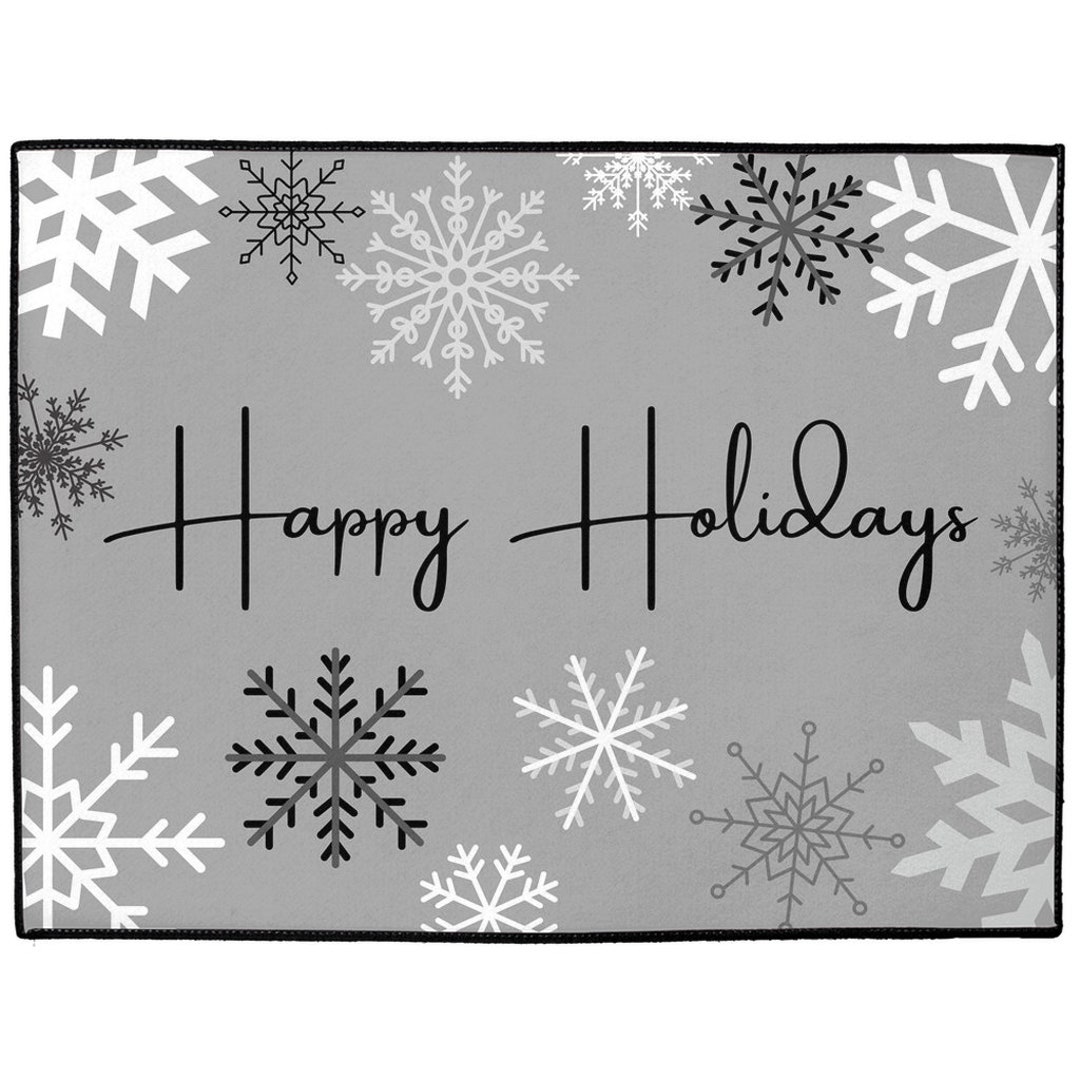 Snowflake Holiday Rug Christmas Doormat Holiday Doormats Winter Doormat Black and White Xmas