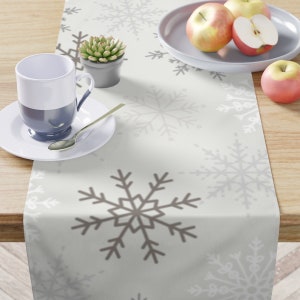 Snowflake Table Runner Holiday Dining Decor Winter Decor Xmas Gift for Her Table Linen image 2