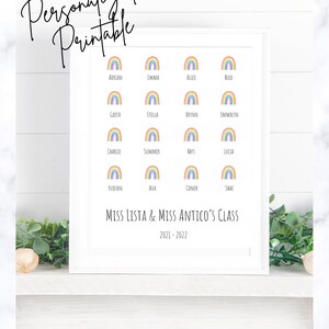 Personalized Mini Rainbow Class List Printable Teacher Appreciation Gift