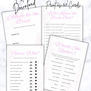 Pack of 4 Bridal Shower Printable Games